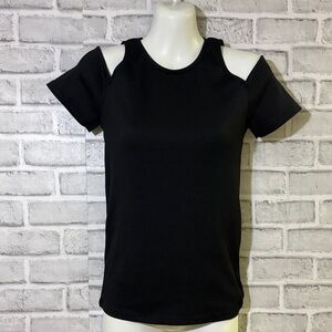 Zara Black Cold Shoulder ribbed top medium
